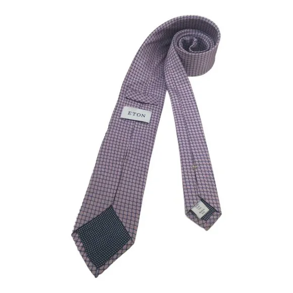 ETON Purple Geometric Silk Tie Made In Italy 59/2.3/4 EX COND